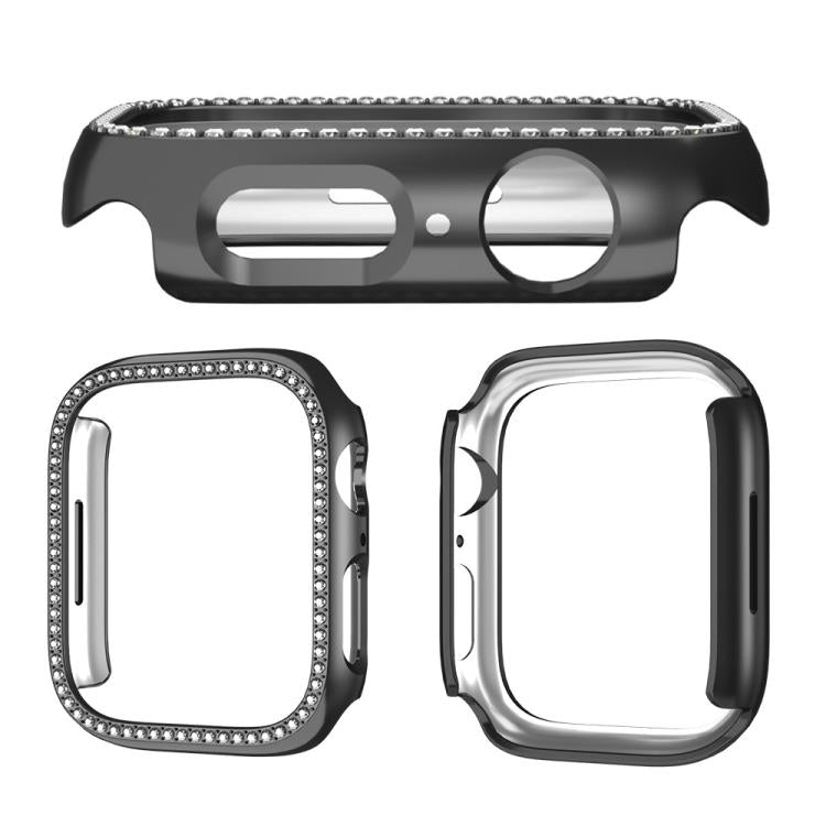 Capa de Relógio xDfind PC Oca com Fileira Única de Diamantes, Para Apple Watch Series 11 46mm / 10 46mm, Para Apple Watch Series 11 42mm / 10 42mm