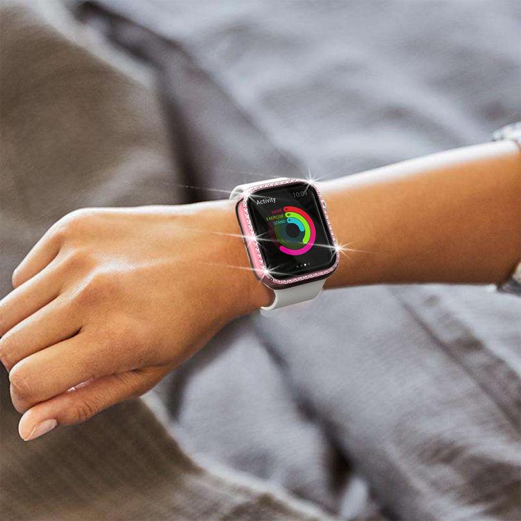 Capa de Relógio xDfind PC Oca com Fileira Única de Diamantes, Para Apple Watch Series 11 46mm / 10 46mm, Para Apple Watch Series 11 42mm / 10 42mm