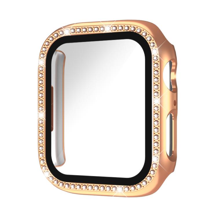 xDfind Single Row Diamond Tempered Glass Film Integrated PC Watch Case, For Apple Watch Series 44mm, For Apple Watch Series 40mm, For Apple Watch Series 11 46mm / 10 46mm, For Apple Watch Series 11 42mm / 10 42mm, For Apple Watch Ultra 3 / 2 / 1 49mm