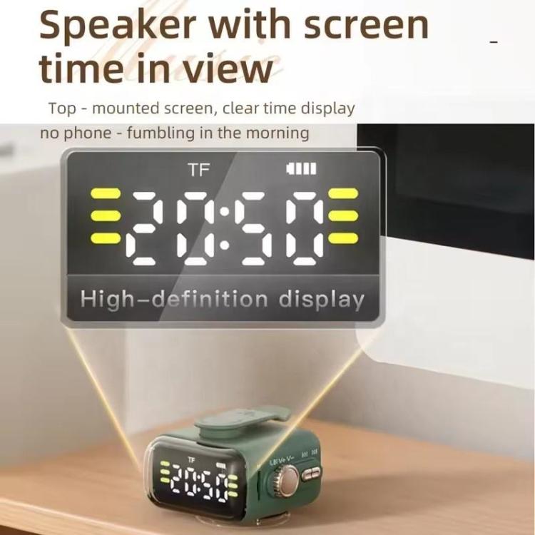 Altifalante Sem Fios Bluetooth 5.0 Portátil P6 com Relógio e Luz Noturna