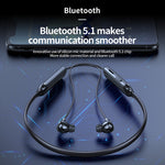 Auricular Bluetooth 5.1 M60 com Som Surround 8D Sem Fios para Pescoço Suporta Cartão TF Modo MP3