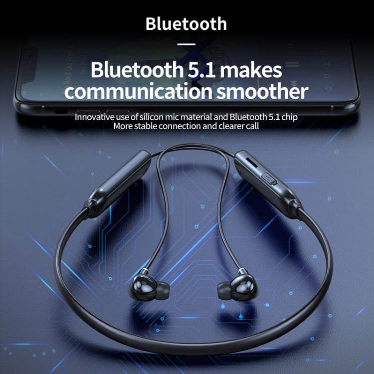Auricular Bluetooth 5.1 M60 com Som Surround 8D Sem Fios para Pescoço Suporta Cartão TF Modo MP3