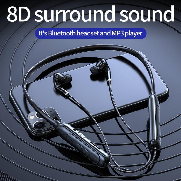 Auricular Bluetooth 5.1 M60 com Som Surround 8D Sem Fios para Pescoço Suporta Cartão TF Modo MP3