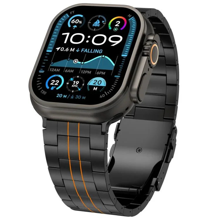 Pulseira de Relógio com Fecho de Segurança de Três Contas em Liga de Titânio, Para Apple Watch 46mm / 49mm / 45mm / 44mm, Para Apple Watch 42mm / 41mm / 40mm / 38mm