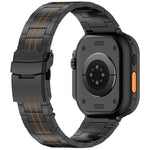 Pulseira de Relógio com Fecho de Segurança de Três Contas em Liga de Titânio, Para Apple Watch 46mm / 49mm / 45mm / 44mm, Para Apple Watch 42mm / 41mm / 40mm / 38mm