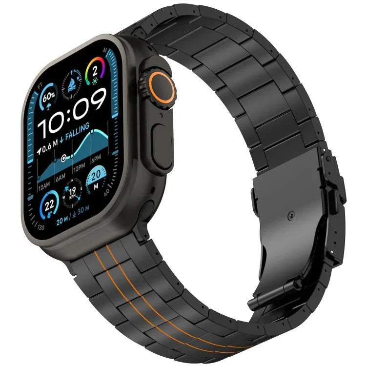 Pulseira de Relógio com Fecho de Segurança de Três Contas em Liga de Titânio, Para Apple Watch 46mm / 49mm / 45mm / 44mm, Para Apple Watch 42mm / 41mm / 40mm / 38mm