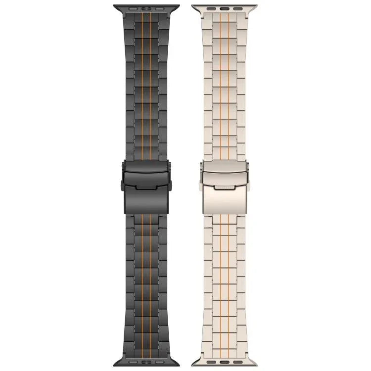 Pulseira de Relógio com Fecho de Segurança de Três Contas em Liga de Titânio, Para Apple Watch 46mm / 49mm / 45mm / 44mm, Para Apple Watch 42mm / 41mm / 40mm / 38mm