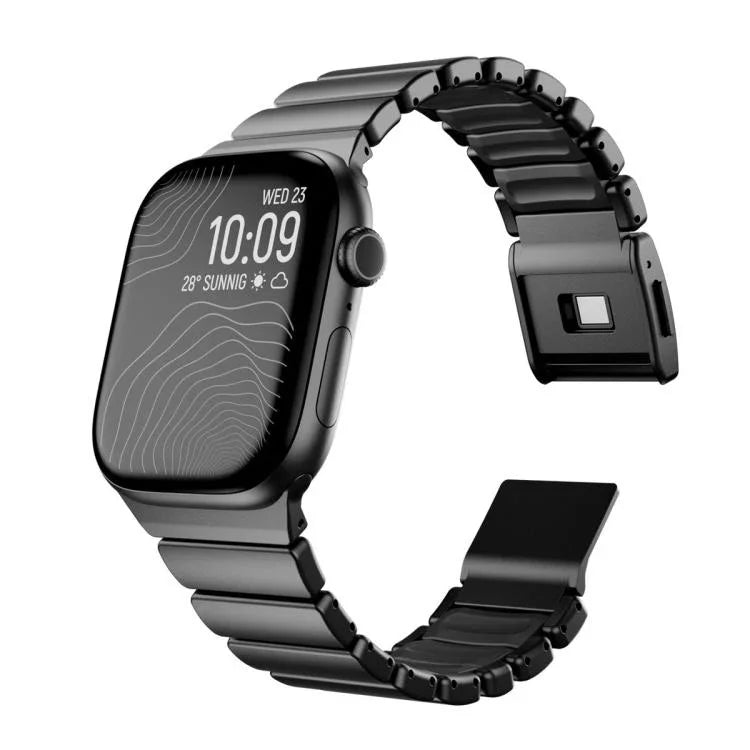 Pulseira de Relógio com Fivela Norman Magnética Integrada de Uma Conta em Aço Inoxidável, Para Apple Watch 46mm / 49mm / 45mm / 44mm
