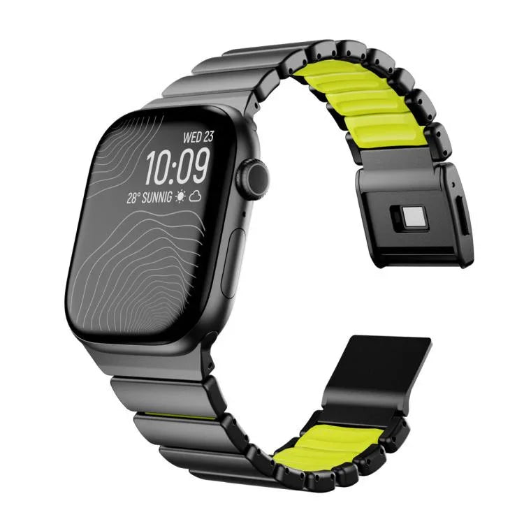 Pulseira de Relógio com Fivela Norman Magnética Integrada de Uma Conta em Aço Inoxidável, Para Apple Watch 46mm / 49mm / 45mm / 44mm