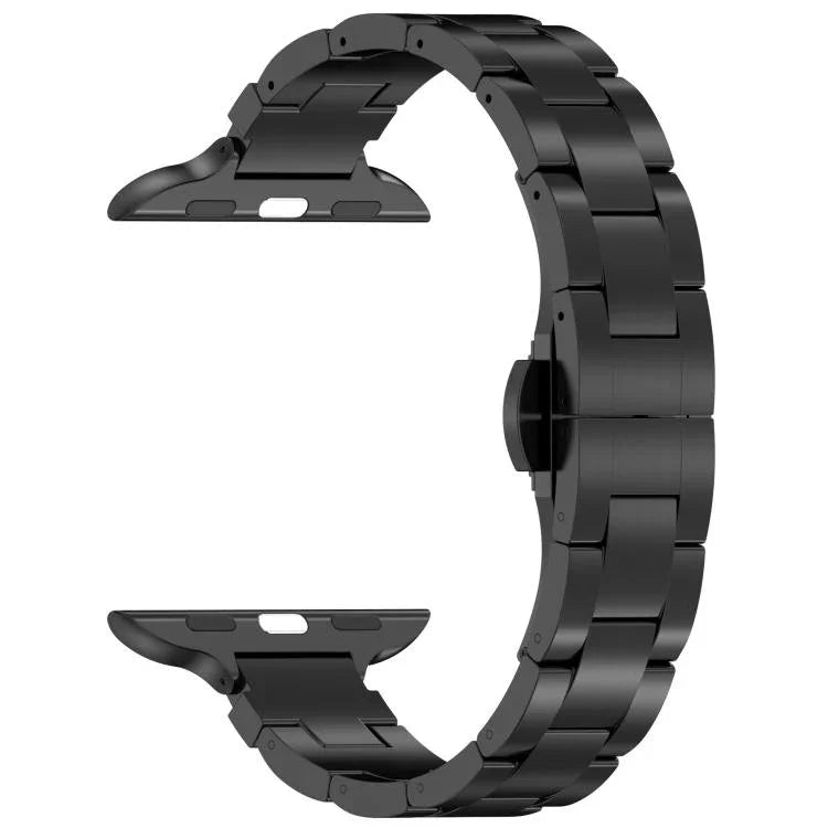Pulseira de Relógio com Fivela Borboleta de Três Contas e Cintura Fina em Liga de Titânio, Para Apple Watch 46mm / 49mm / 45mm / 44mm, Para Apple Watch 42mm / 41mm / 40mm / 38mm