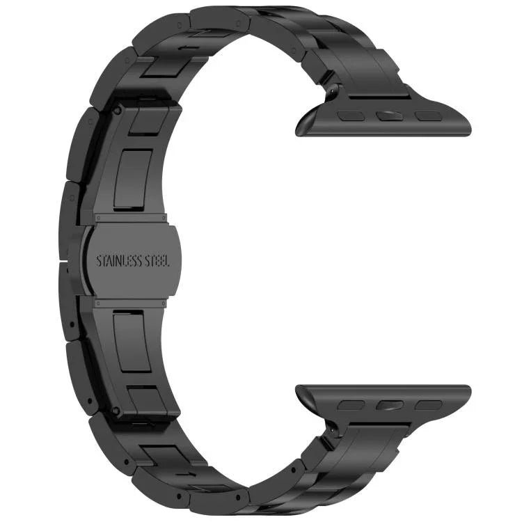 Pulseira de Relógio com Fivela Borboleta de Três Contas e Cintura Fina em Liga de Titânio, Para Apple Watch 46mm / 49mm / 45mm / 44mm, Para Apple Watch 42mm / 41mm / 40mm / 38mm