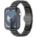 Pulseira de Relógio com Fivela Borboleta de Três Contas e Cintura Fina em Liga de Titânio, Para Apple Watch 46mm / 49mm / 45mm / 44mm, Para Apple Watch 42mm / 41mm / 40mm / 38mm