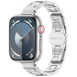 Pulseira de Relógio com Fivela Borboleta de Três Contas e Cintura Fina em Liga de Titânio, Para Apple Watch 46mm / 49mm / 45mm / 44mm, Para Apple Watch 42mm / 41mm / 40mm / 38mm