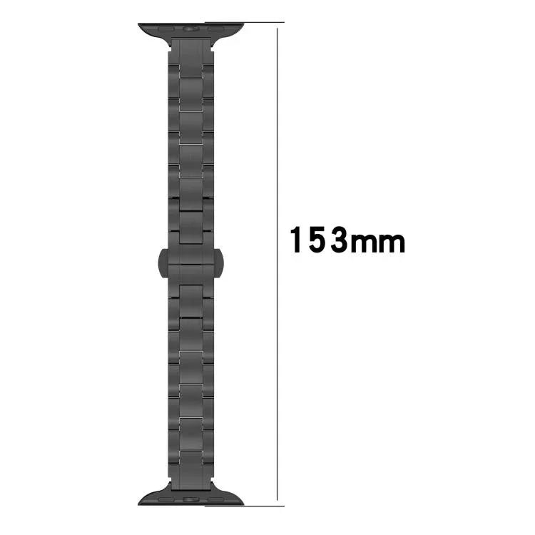 Pulseira de Relógio com Fivela Borboleta de Três Contas e Cintura Fina em Liga de Titânio, Para Apple Watch 46mm / 49mm / 45mm / 44mm, Para Apple Watch 42mm / 41mm / 40mm / 38mm