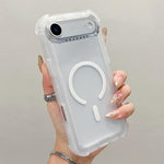 Capa de telemóvel híbrida em TPU mate transparente e PC 3 em 1 com MagSafe, para iPhone 17 Pro Max, para iPhone 17 Pro, para iPhone 17, para iPhone Air, para iPhone 16 Pro Max, para iPhone 16 Pro, para iPhone 16 Plus, para iPhone 16