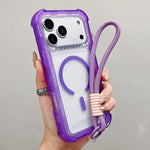 Capa de telemóvel híbrida em TPU mate transparente e PC 3 em 1 com MagSafe com alça de pulso, para iPhone 17 Pro Max, para iPhone 17 Pro, para iPhone 17, para iPhone Air, para iPhone 16 Pro Max, para iPhone 16 Pro, para iPhone 16 Plus, para iPhone 16