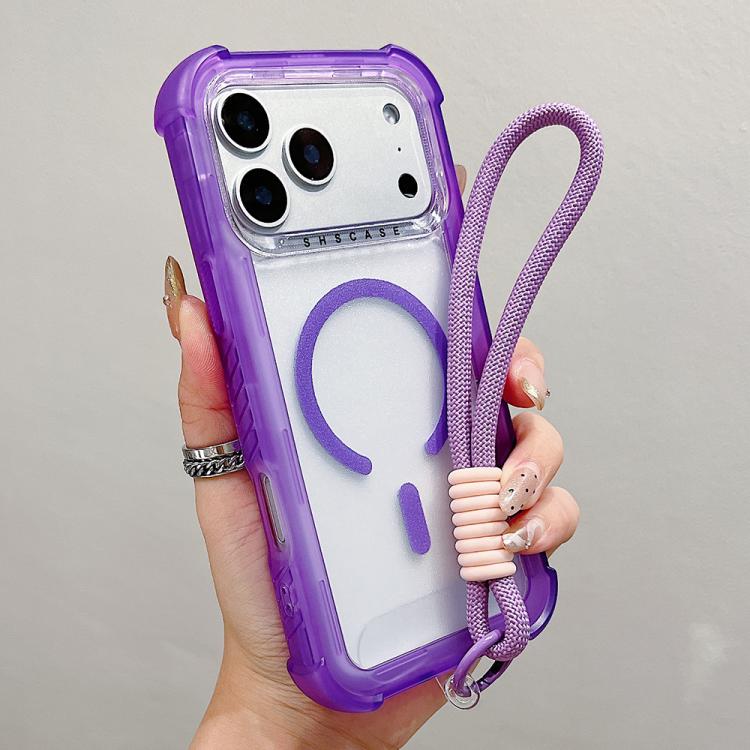 Capa de telemóvel híbrida em TPU mate transparente e PC 3 em 1 com MagSafe com alça de pulso, para iPhone 17 Pro Max, para iPhone 17 Pro, para iPhone 17, para iPhone Air, para iPhone 16 Pro Max, para iPhone 16 Pro, para iPhone 16 Plus, para iPhone 16