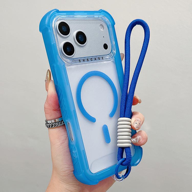 Capa de telemóvel híbrida em TPU mate transparente e PC 3 em 1 com MagSafe com alça de pulso, para iPhone 17 Pro Max, para iPhone 17 Pro, para iPhone 17, para iPhone Air, para iPhone 16 Pro Max, para iPhone 16 Pro, para iPhone 16 Plus, para iPhone 16