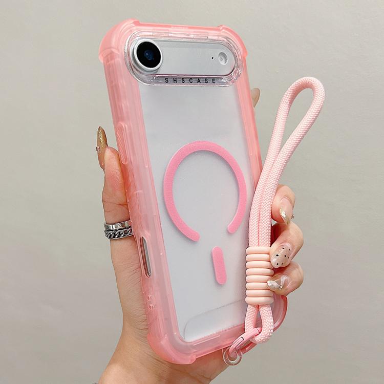 Capa de telemóvel híbrida em TPU mate transparente e PC 3 em 1 com MagSafe com alça de pulso, para iPhone 17 Pro Max, para iPhone 17 Pro, para iPhone 17, para iPhone Air, para iPhone 16 Pro Max, para iPhone 16 Pro, para iPhone 16 Plus, para iPhone 16