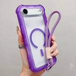 Capa de telemóvel híbrida em TPU mate transparente e PC 3 em 1 com MagSafe com alça de pulso, para iPhone 17 Pro Max, para iPhone 17 Pro, para iPhone 17, para iPhone Air, para iPhone 16 Pro Max, para iPhone 16 Pro, para iPhone 16 Plus, para iPhone 16