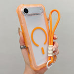 Capa de telemóvel híbrida em TPU mate transparente e PC 3 em 1 com MagSafe com alça de pulso, para iPhone 17 Pro Max, para iPhone 17 Pro, para iPhone 17, para iPhone Air, para iPhone 16 Pro Max, para iPhone 16 Pro, para iPhone 16 Plus, para iPhone 16