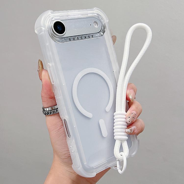 Capa de telemóvel híbrida em TPU mate transparente e PC 3 em 1 com MagSafe com alça de pulso, para iPhone 17 Pro Max, para iPhone 17 Pro, para iPhone 17, para iPhone Air, para iPhone 16 Pro Max, para iPhone 16 Pro, para iPhone 16 Plus, para iPhone 16