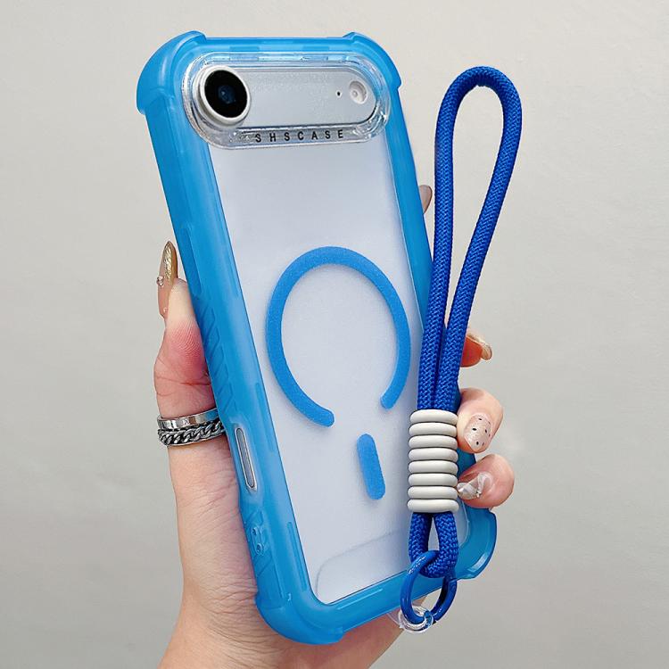 Capa de telemóvel híbrida em TPU mate transparente e PC 3 em 1 com MagSafe com alça de pulso, para iPhone 17 Pro Max, para iPhone 17 Pro, para iPhone 17, para iPhone Air, para iPhone 16 Pro Max, para iPhone 16 Pro, para iPhone 16 Plus, para iPhone 16