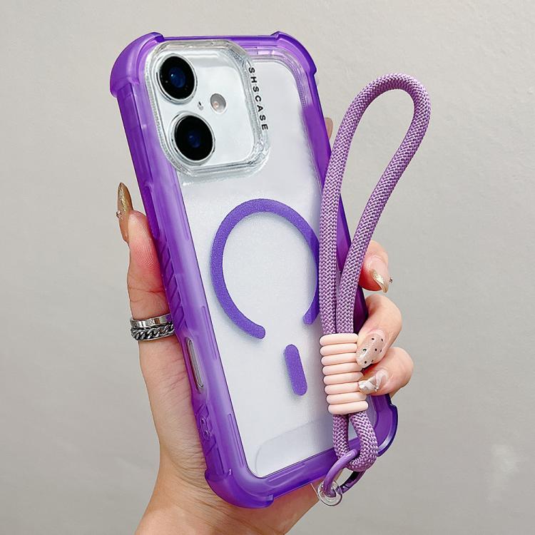 Capa de telemóvel híbrida em TPU mate transparente e PC 3 em 1 com MagSafe com alça de pulso, para iPhone 17 Pro Max, para iPhone 17 Pro, para iPhone 17, para iPhone Air, para iPhone 16 Pro Max, para iPhone 16 Pro, para iPhone 16 Plus, para iPhone 16