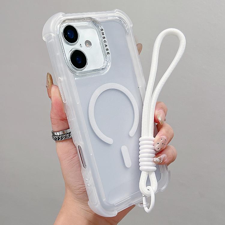 Capa de telemóvel híbrida em TPU mate transparente e PC 3 em 1 com MagSafe com alça de pulso, para iPhone 17 Pro Max, para iPhone 17 Pro, para iPhone 17, para iPhone Air, para iPhone 16 Pro Max, para iPhone 16 Pro, para iPhone 16 Plus, para iPhone 16