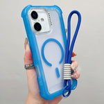 Capa de telemóvel híbrida em TPU mate transparente e PC 3 em 1 com MagSafe com alça de pulso, para iPhone 17 Pro Max, para iPhone 17 Pro, para iPhone 17, para iPhone Air, para iPhone 16 Pro Max, para iPhone 16 Pro, para iPhone 16 Plus, para iPhone 16