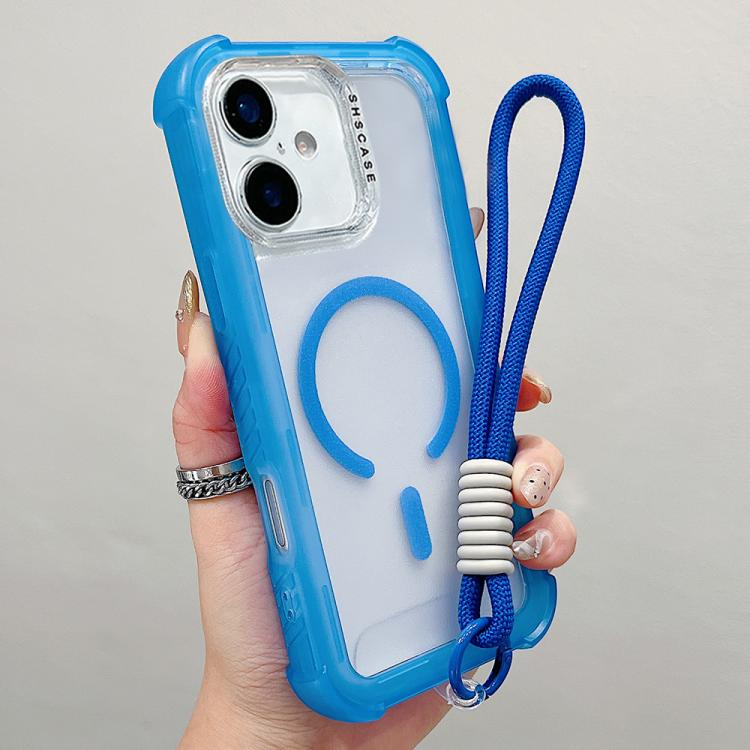 Capa de telemóvel híbrida em TPU mate transparente e PC 3 em 1 com MagSafe com alça de pulso, para iPhone 17 Pro Max, para iPhone 17 Pro, para iPhone 17, para iPhone Air, para iPhone 16 Pro Max, para iPhone 16 Pro, para iPhone 16 Plus, para iPhone 16