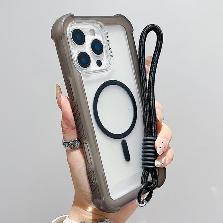 Capa de telemóvel híbrida em TPU mate transparente e PC 3 em 1 com MagSafe com alça de pulso, para iPhone 17 Pro Max, para iPhone 17 Pro, para iPhone 17, para iPhone Air, para iPhone 16 Pro Max, para iPhone 16 Pro, para iPhone 16 Plus, para iPhone 16
