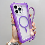 Capa de telemóvel híbrida em TPU mate transparente e PC 3 em 1 com MagSafe com alça de pulso, para iPhone 17 Pro Max, para iPhone 17 Pro, para iPhone 17, para iPhone Air, para iPhone 16 Pro Max, para iPhone 16 Pro, para iPhone 16 Plus, para iPhone 16