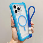 Capa de telemóvel híbrida em TPU mate transparente e PC 3 em 1 com MagSafe com alça de pulso, para iPhone 17 Pro Max, para iPhone 17 Pro, para iPhone 17, para iPhone Air, para iPhone 16 Pro Max, para iPhone 16 Pro, para iPhone 16 Plus, para iPhone 16