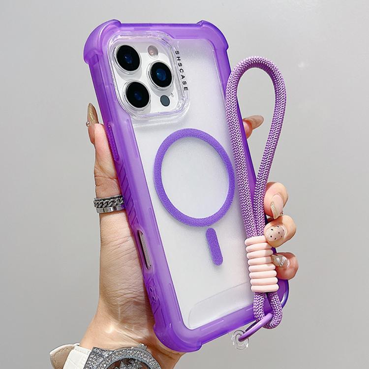 Capa de telemóvel híbrida em TPU mate transparente e PC 3 em 1 com MagSafe com alça de pulso, para iPhone 17 Pro Max, para iPhone 17 Pro, para iPhone 17, para iPhone Air, para iPhone 16 Pro Max, para iPhone 16 Pro, para iPhone 16 Plus, para iPhone 16