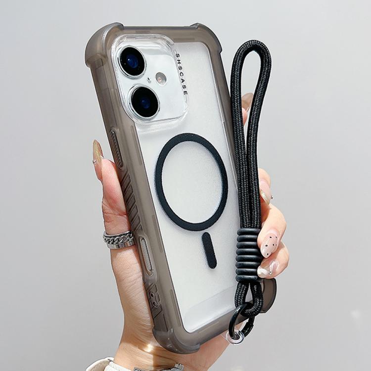 Capa de telemóvel híbrida em TPU mate transparente e PC 3 em 1 com MagSafe com alça de pulso, para iPhone 17 Pro Max, para iPhone 17 Pro, para iPhone 17, para iPhone Air, para iPhone 16 Pro Max, para iPhone 16 Pro, para iPhone 16 Plus, para iPhone 16