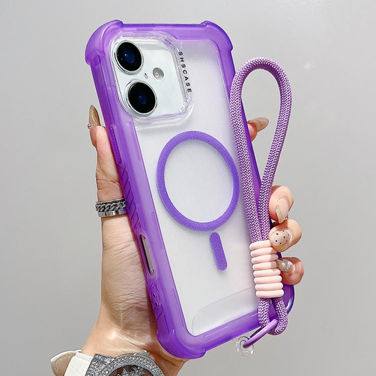 Capa de telemóvel híbrida em TPU mate transparente e PC 3 em 1 com MagSafe com alça de pulso, para iPhone 17 Pro Max, para iPhone 17 Pro, para iPhone 17, para iPhone Air, para iPhone 16 Pro Max, para iPhone 16 Pro, para iPhone 16 Plus, para iPhone 16