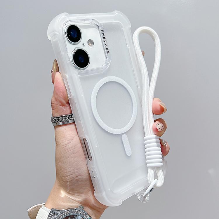 Capa de telemóvel híbrida em TPU mate transparente e PC 3 em 1 com MagSafe com alça de pulso, para iPhone 17 Pro Max, para iPhone 17 Pro, para iPhone 17, para iPhone Air, para iPhone 16 Pro Max, para iPhone 16 Pro, para iPhone 16 Plus, para iPhone 16