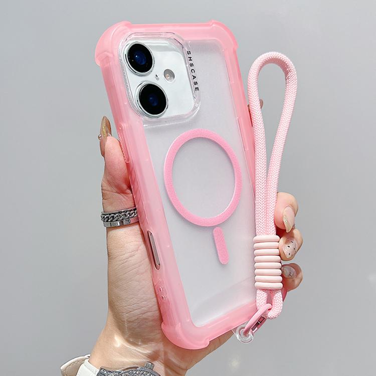 Capa de telemóvel híbrida em TPU mate transparente e PC 3 em 1 com MagSafe com alça de pulso, para iPhone 17 Pro Max, para iPhone 17 Pro, para iPhone 17, para iPhone Air, para iPhone 16 Pro Max, para iPhone 16 Pro, para iPhone 16 Plus, para iPhone 16