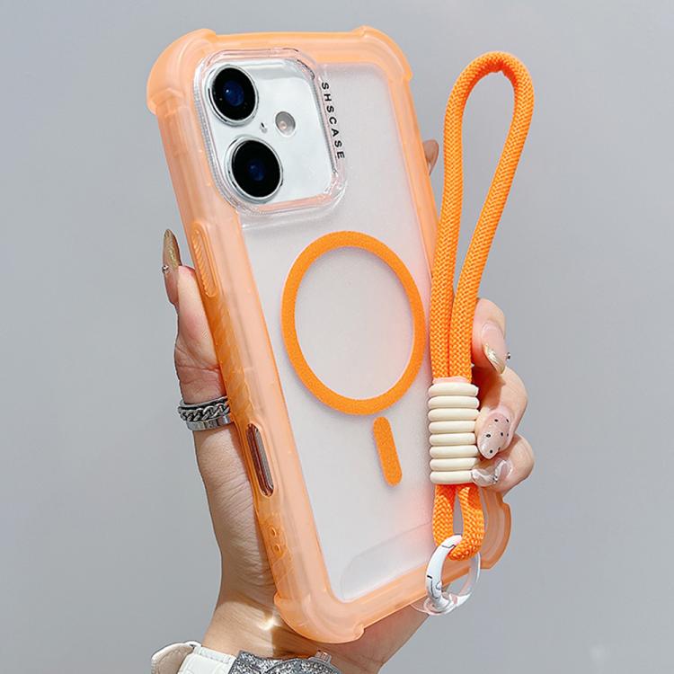 Capa de telemóvel híbrida em TPU mate transparente e PC 3 em 1 com MagSafe com alça de pulso, para iPhone 17 Pro Max, para iPhone 17 Pro, para iPhone 17, para iPhone Air, para iPhone 16 Pro Max, para iPhone 16 Pro, para iPhone 16 Plus, para iPhone 16