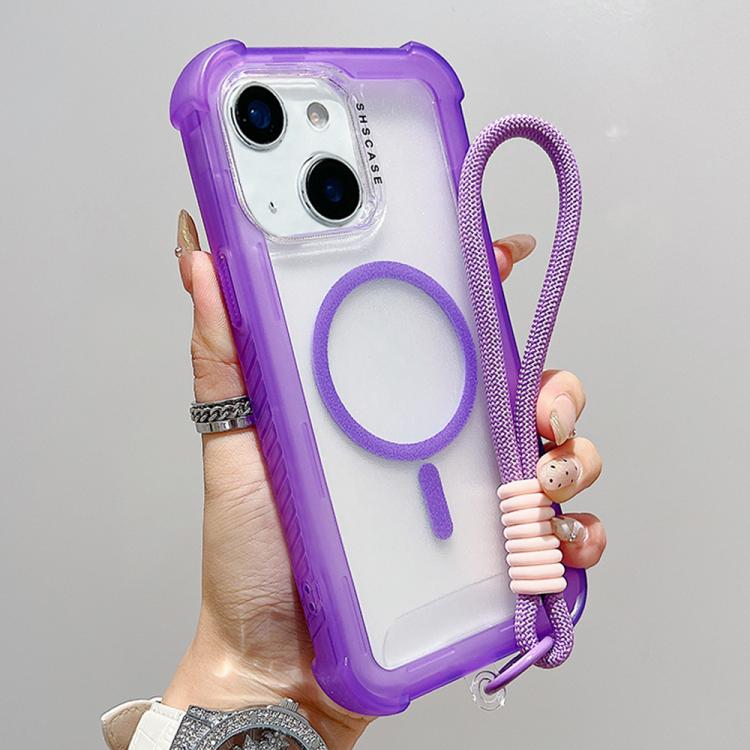 Capa de Telemóvel Híbrida TPU PC Transparente Mate 3 em 1 MagSafe com Alça de Pulso, Para iPhone 15 Pro Max, Para iPhone 15 Pro, Para iPhone 15 Plus, Para iPhone 15, Para iPhone 14 Plus, Para iPhone 14, Para iPhone 14 Pro, Para iPhone 14 Pro Max