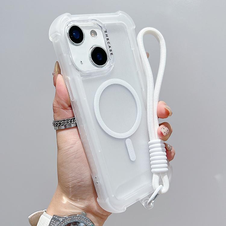 Capa de Telemóvel Híbrida TPU PC Transparente Mate 3 em 1 MagSafe com Alça de Pulso, Para iPhone 15 Pro Max, Para iPhone 15 Pro, Para iPhone 15 Plus, Para iPhone 15, Para iPhone 14 Plus, Para iPhone 14, Para iPhone 14 Pro, Para iPhone 14 Pro Max