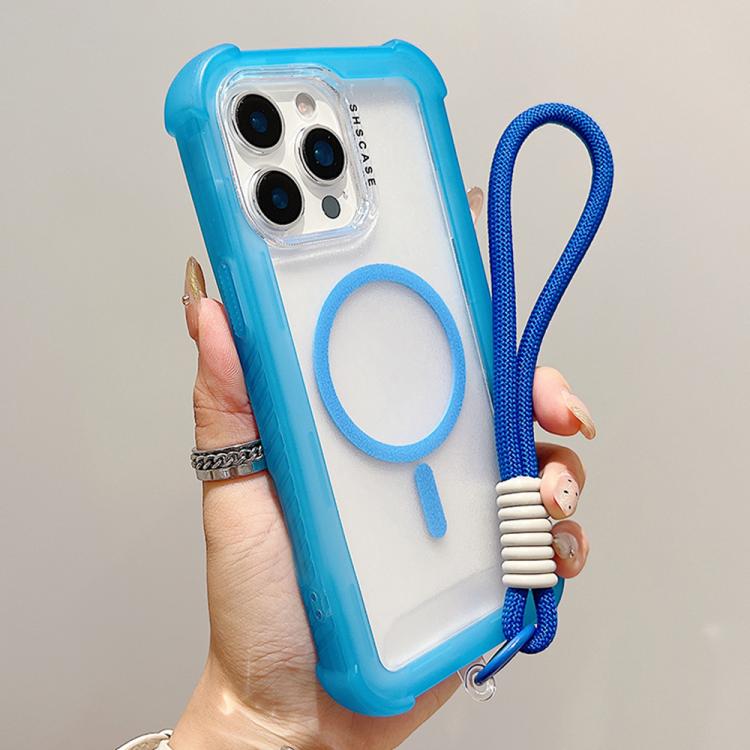 Capa de Telemóvel Híbrida TPU PC Transparente Mate 3 em 1 MagSafe com Alça de Pulso, Para iPhone 15 Pro Max, Para iPhone 15 Pro, Para iPhone 15 Plus, Para iPhone 15, Para iPhone 14 Plus, Para iPhone 14, Para iPhone 14 Pro, Para iPhone 14 Pro Max