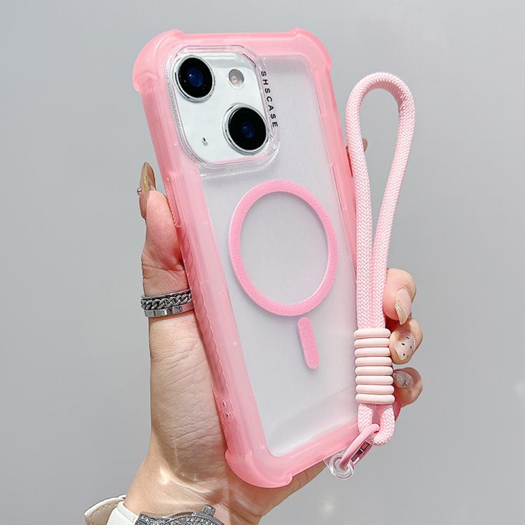 Capa de Telemóvel Híbrida TPU PC Transparente Mate 3 em 1 MagSafe com Alça de Pulso, Para iPhone 15 Pro Max, Para iPhone 15 Pro, Para iPhone 15 Plus, Para iPhone 15, Para iPhone 14 Plus, Para iPhone 14, Para iPhone 14 Pro, Para iPhone 14 Pro Max