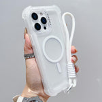Capa de Telemóvel Híbrida TPU PC Transparente Mate 3 em 1 MagSafe com Alça de Pulso, Para iPhone 13 Pro Max, Para iPhone 13 Pro, Para iPhone 13, Para iPhone 12 Pro Max