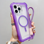 Capa de Telemóvel Híbrida TPU PC Transparente Mate 3 em 1 MagSafe com Alça de Pulso, Para iPhone 13 Pro Max, Para iPhone 13 Pro, Para iPhone 13, Para iPhone 12 Pro Max