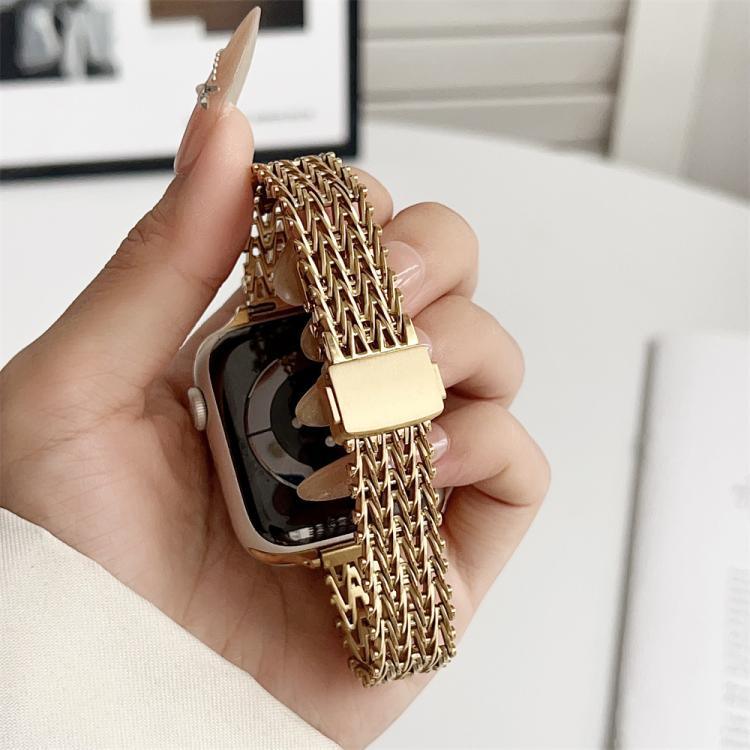 Correia de Relógio em Malha Metálica de Aço com Fecho Magnético Fino, Para Apple Watch 46mm / 49mm / 45mm / 44mm, Para Apple Watch 42mm / 41mm / 40mm / 38mm