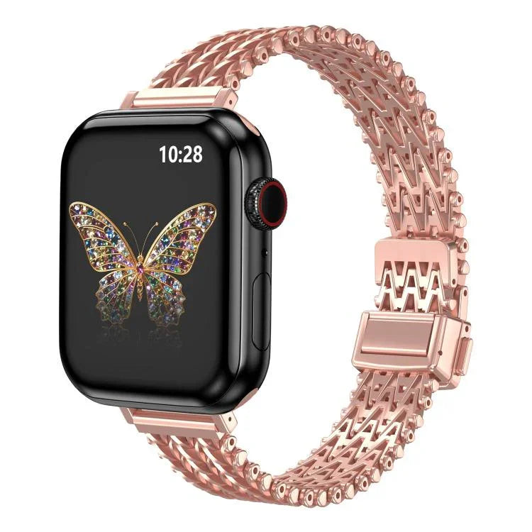Correia de Relógio em Malha Metálica de Aço com Fecho Magnético Fino, Para Apple Watch 46mm / 49mm / 45mm / 44mm, Para Apple Watch 42mm / 41mm / 40mm / 38mm