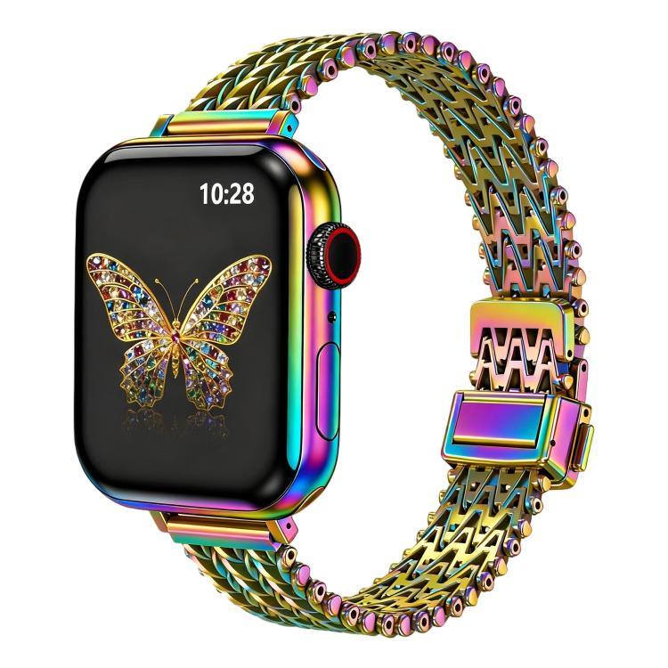 Correia de Relógio em Malha Metálica de Aço com Fecho Magnético Fino, Para Apple Watch 46mm / 49mm / 45mm / 44mm, Para Apple Watch 42mm / 41mm / 40mm / 38mm