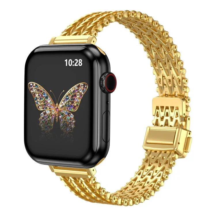 Correia de Relógio em Malha Metálica de Aço com Fecho Magnético Fino, Para Apple Watch 46mm / 49mm / 45mm / 44mm, Para Apple Watch 42mm / 41mm / 40mm / 38mm